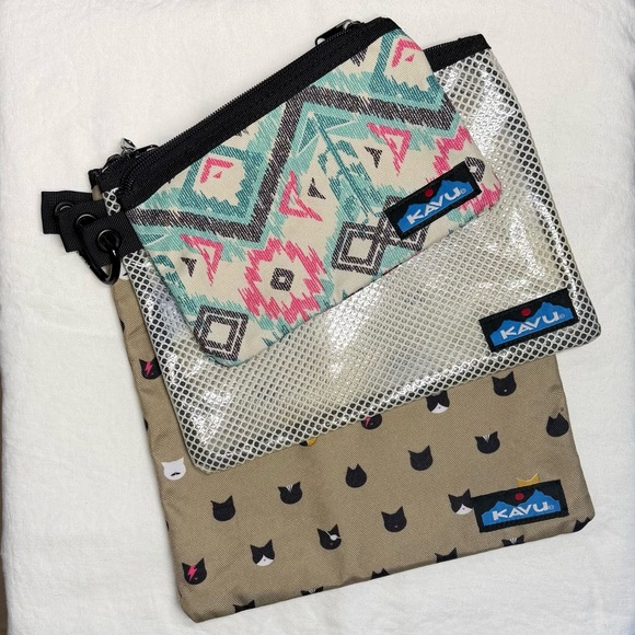 Kavu Handbags - KAVU Zipper Pouch Set - 3 Toiletry Cosmetic Bags